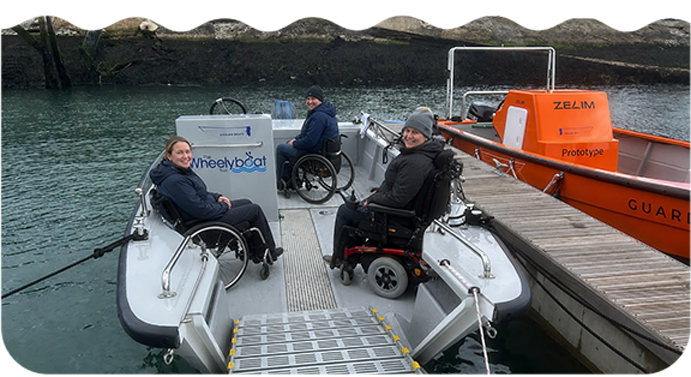 About Us Card Image: Passengers boarding an accessible BoatHub vessel from the dock.